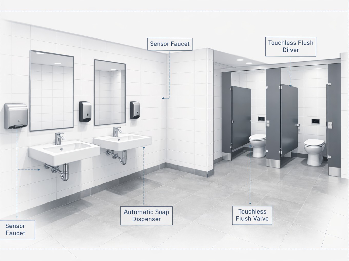Commercial touchless faucet with infrared sensor and vandal-resistant body